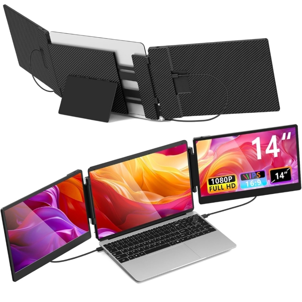 FancyLeopard 14" Triple Laptop Screen Extender – New, No Box or Cords – FHD 1080
